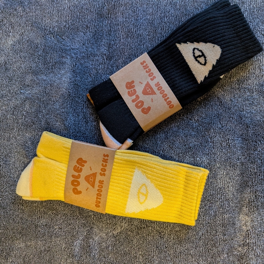 Poler Black and Yellow Casual Socks